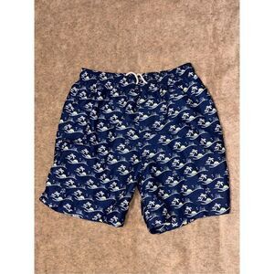 Nice LIFE IS GOOD Mens Navy Blue Beach Themed Swim Shorts Size small Good Condit